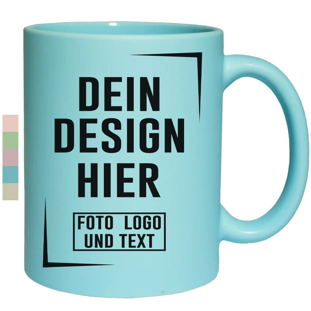 Keramiktasse satiniert, mattiert in Pastellfarben - Blau