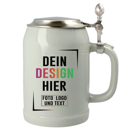 Bierkrug Andechs in Grau 0,5 Liter mit Zinndeckel.