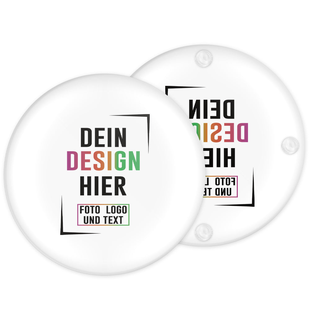 Glasuntersetzer personalisieren in rund ø 9 cm randlos drucken
