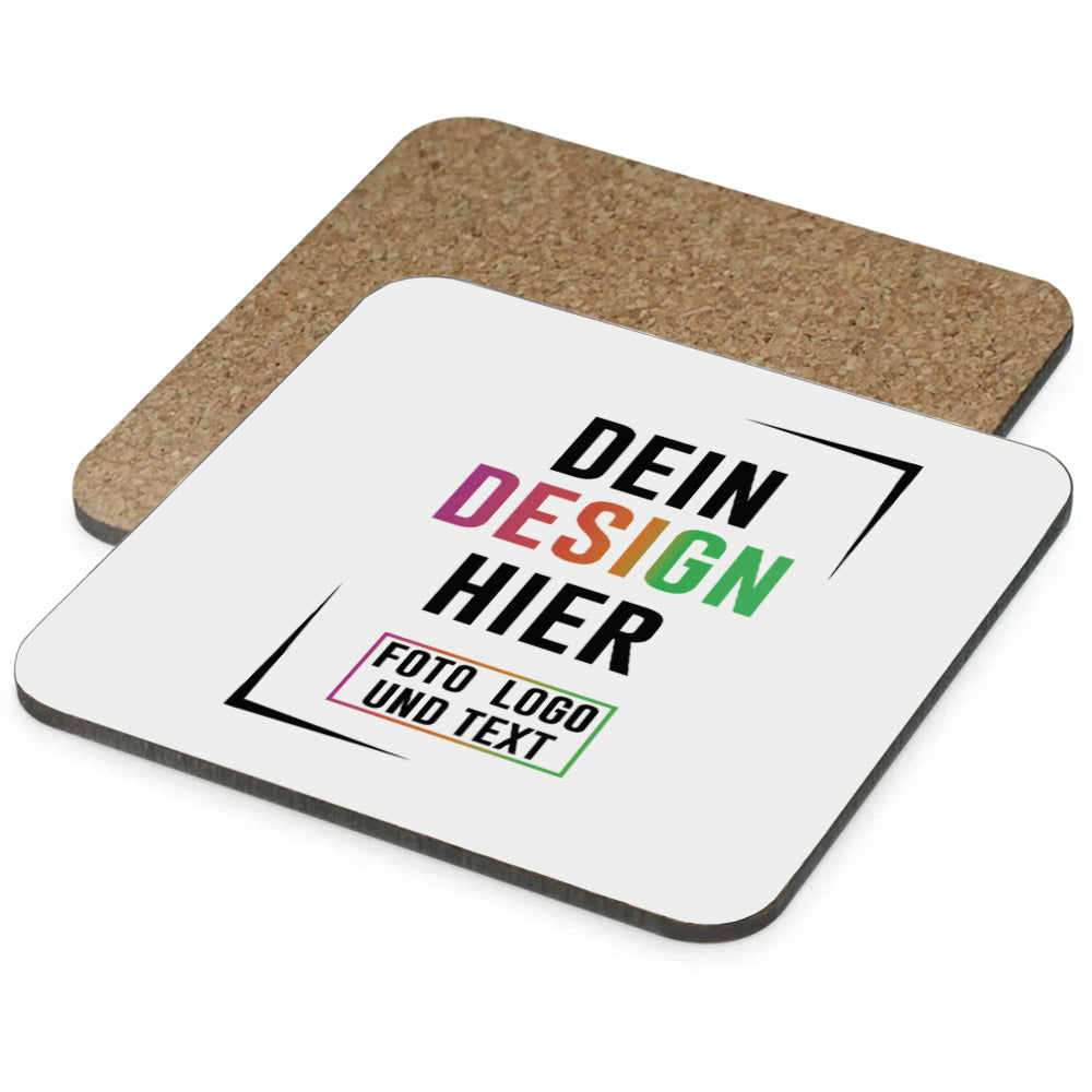 Hartfaserkorkuntersetzer ab 1 Stck. bedrucken und personalisieren.