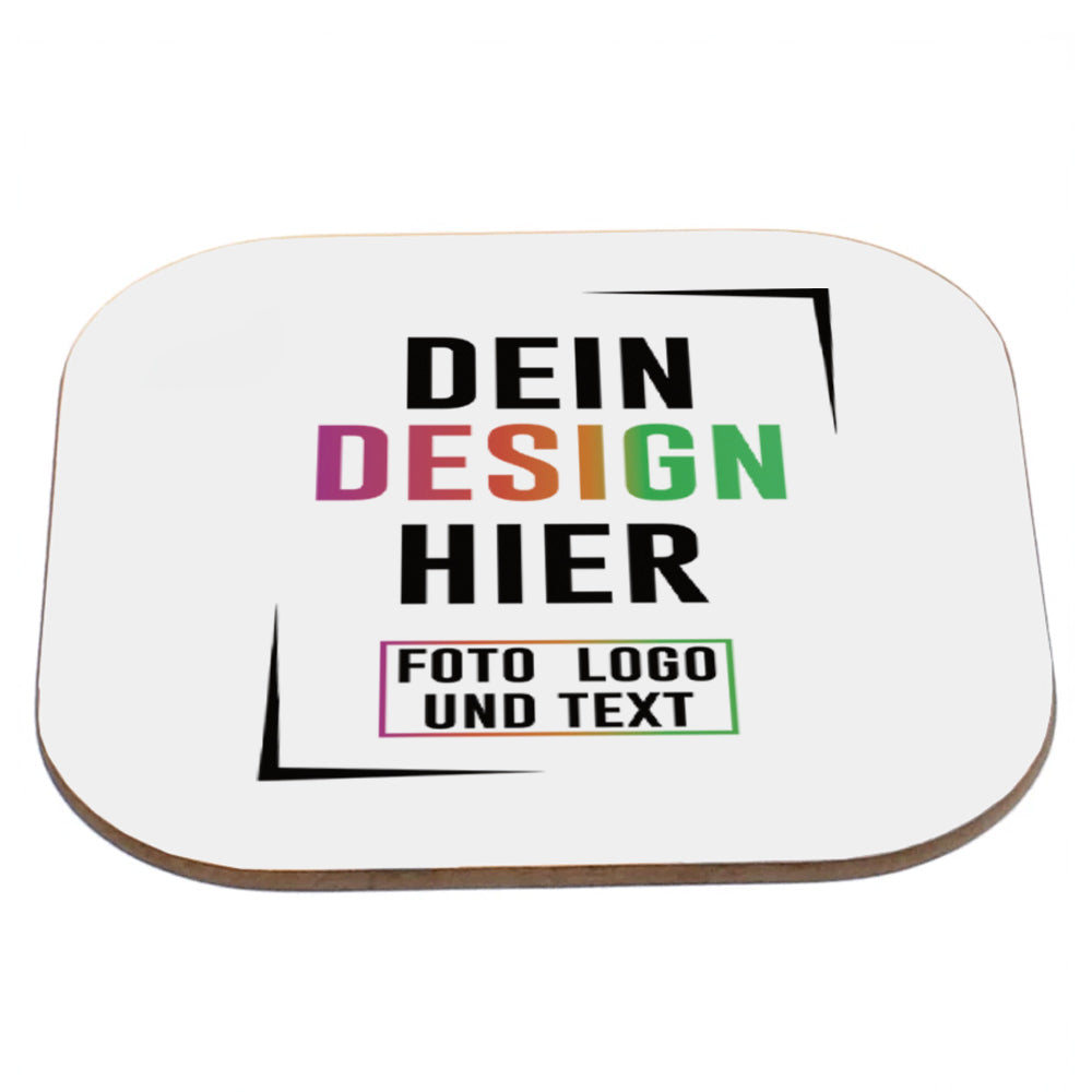 Hartfaser Untersetzer mit stark abgerundeten Ecken - Mit Logo bedrucken