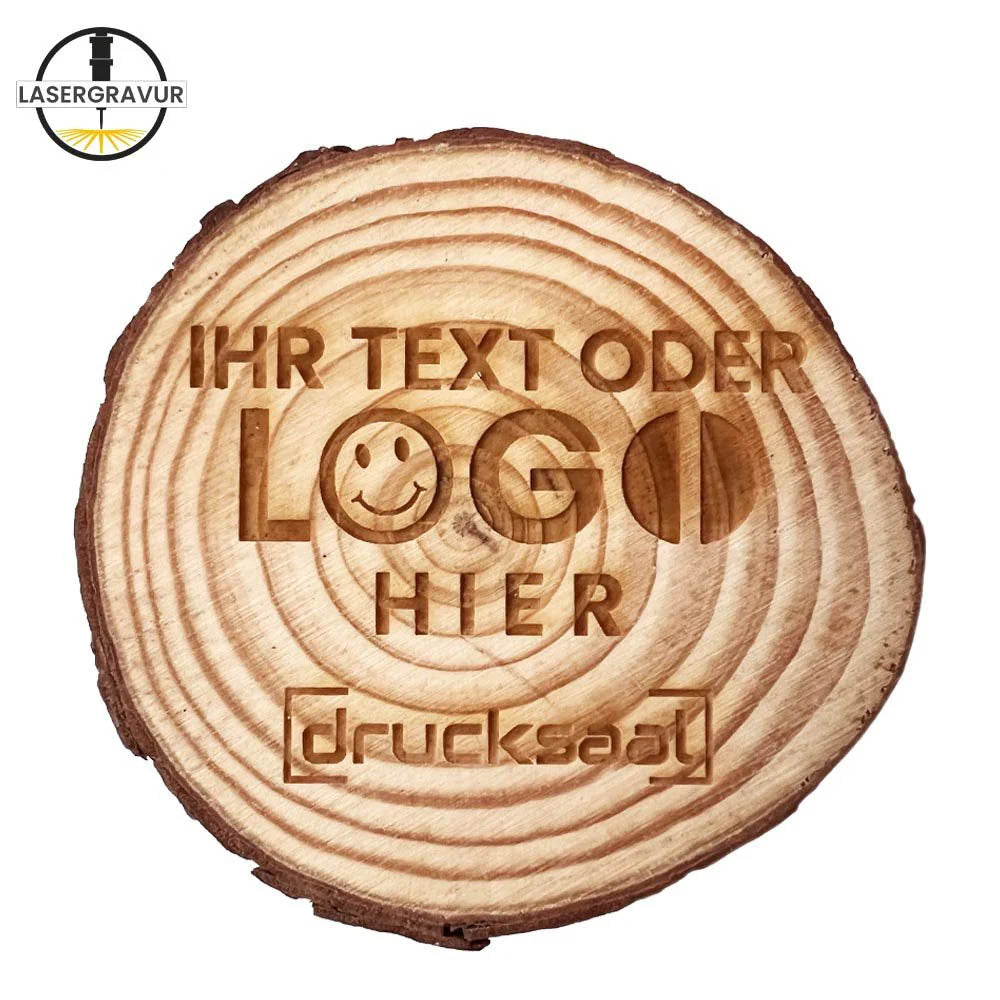 Hauptbild Holzscheibe Naturschnitt mit Logogravur