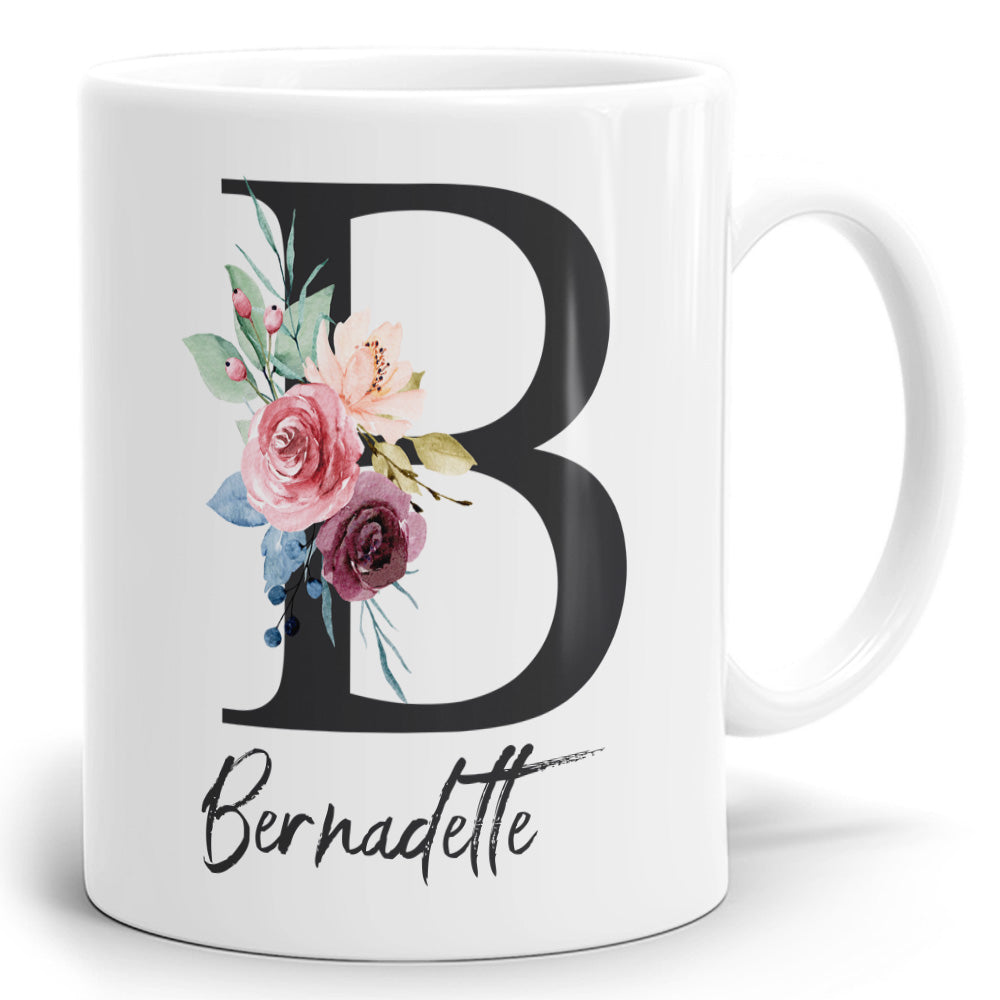 Tasse mit Namen Initial mit Beispieldruck