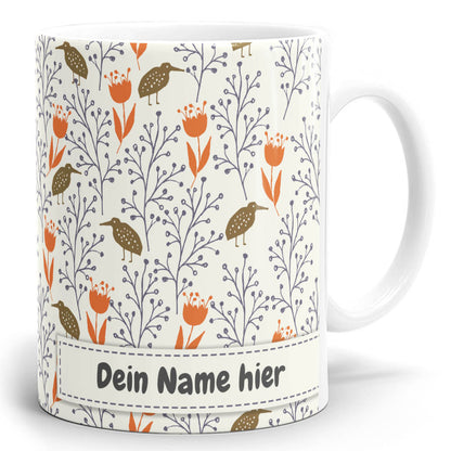 Panoramatasse Ast und Strauch mit Dein Name hier