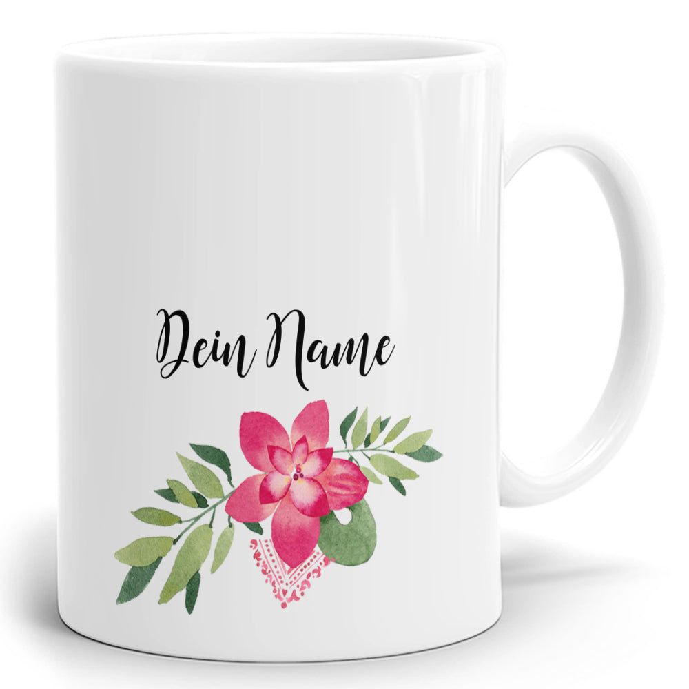 Hauptbild WASS-01 Tasse mit Blumenmuster und Namen