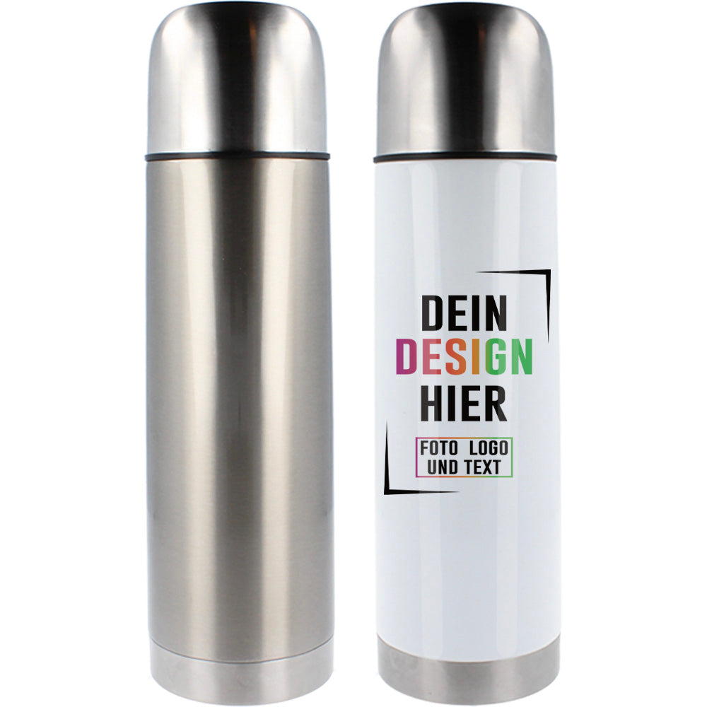 Weiße oder Silberne Thermoskanne mit 750 ml Füllvolumen