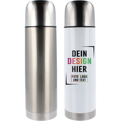 Weiße oder Silberne Thermoskanne mit 750 ml Füllvolumen