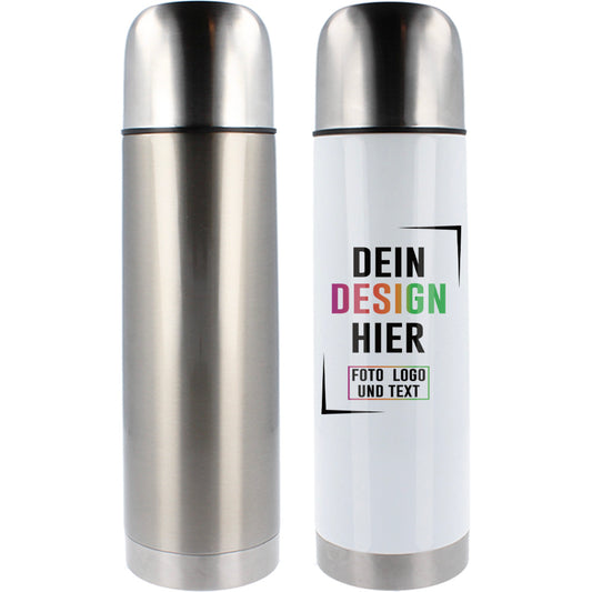 Weiße oder Silberne Thermoskanne mit 750 ml Füllvolumen