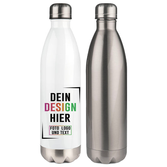 Premium Trinkflasche Heliox in Weiß oder Silber mit 750 ml Füllvolumen bedrucken