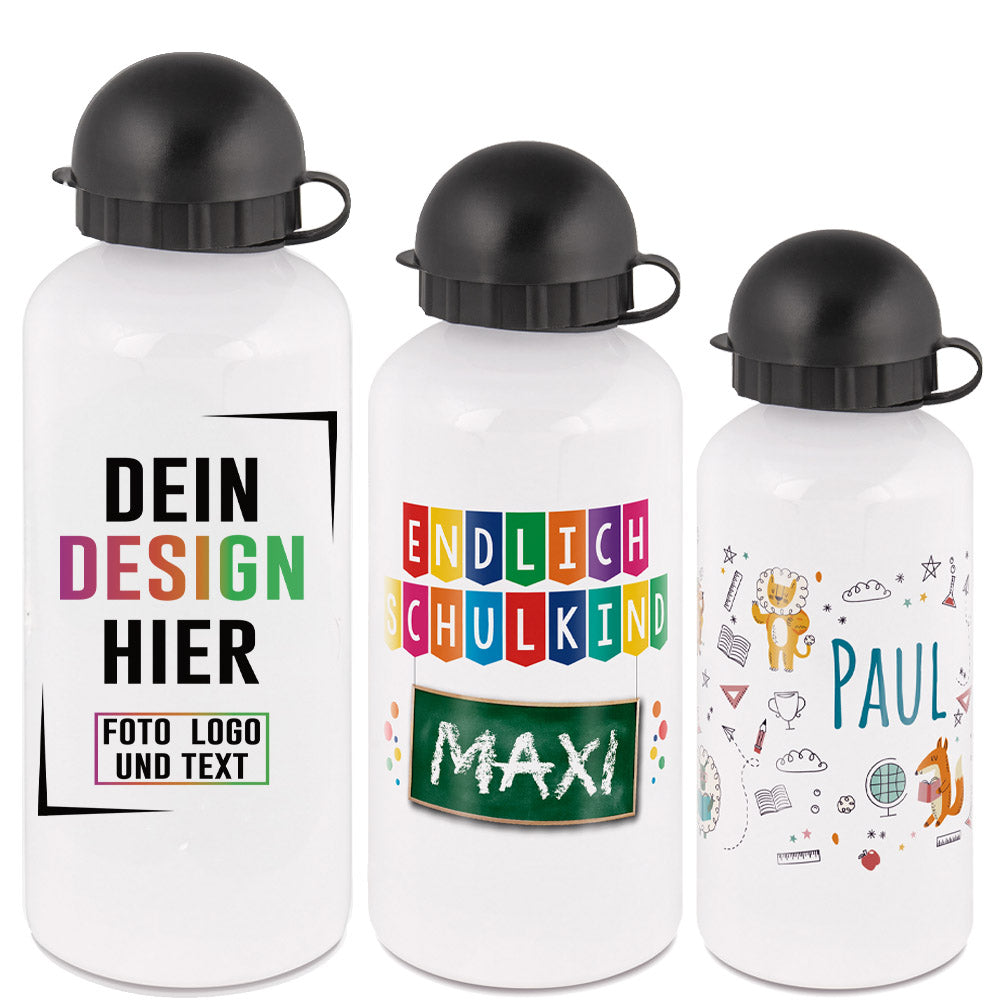 Kinder Trinkflasche zum Bedrucken in 3 verschiedenen Größen erhältlich