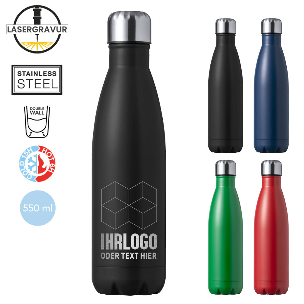 Trinkflasche 500ml mit Lasergravur in versch. Farben personalisieren