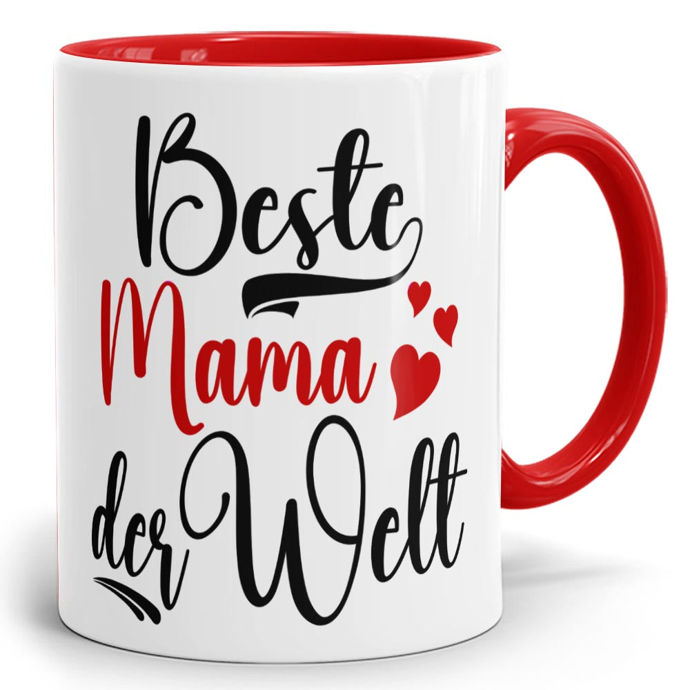 Rote Zweifarbtasse mit Druck Beste Mama der Welt
