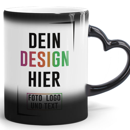 Zaubertasse mit Herzhenkel selbst personalisieren und Bedrucken