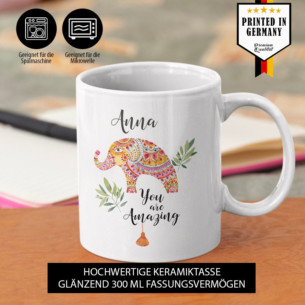 Namenstasse Spiritueller Elefant Spülmaschinengeeignet