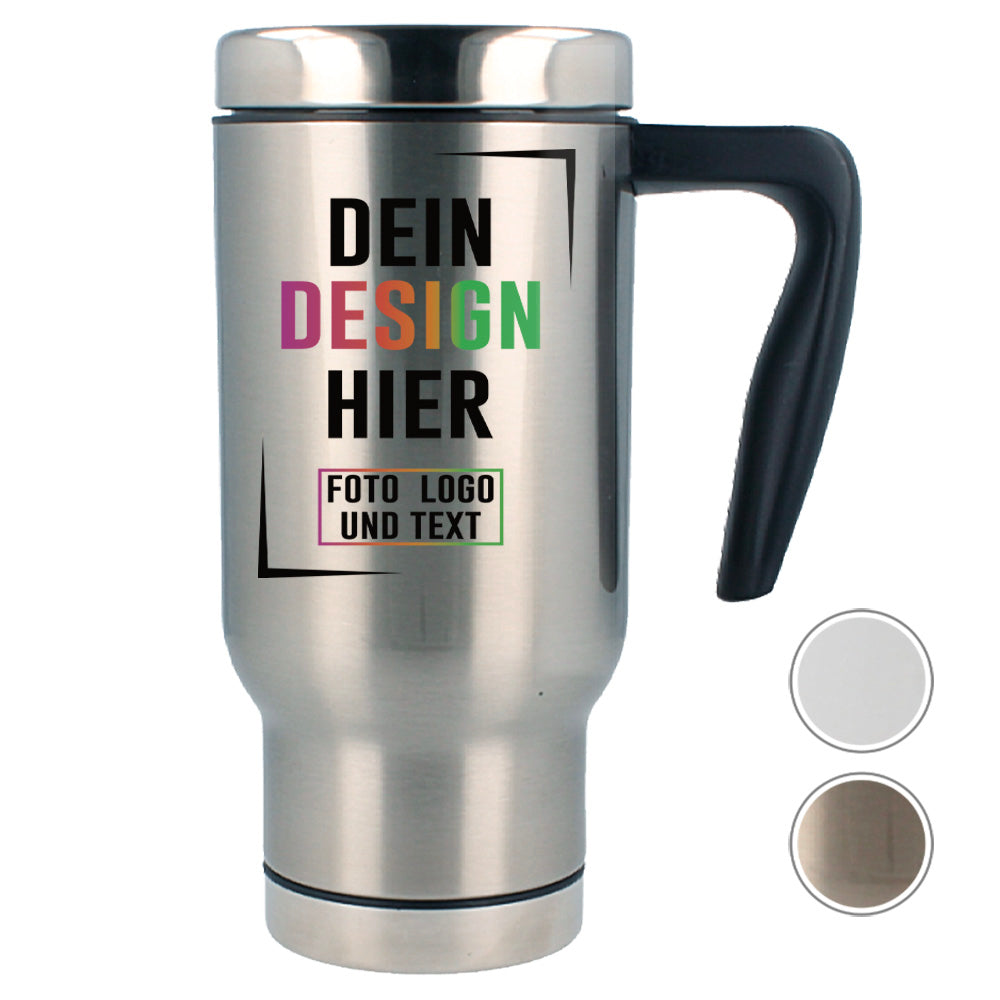 Thermobecher 470ml Bedrucken in Silber