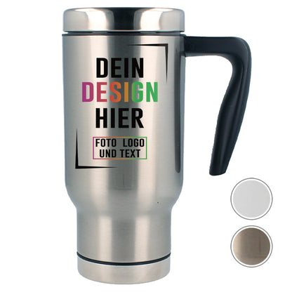 Thermobecher 470ml Bedrucken in Silber