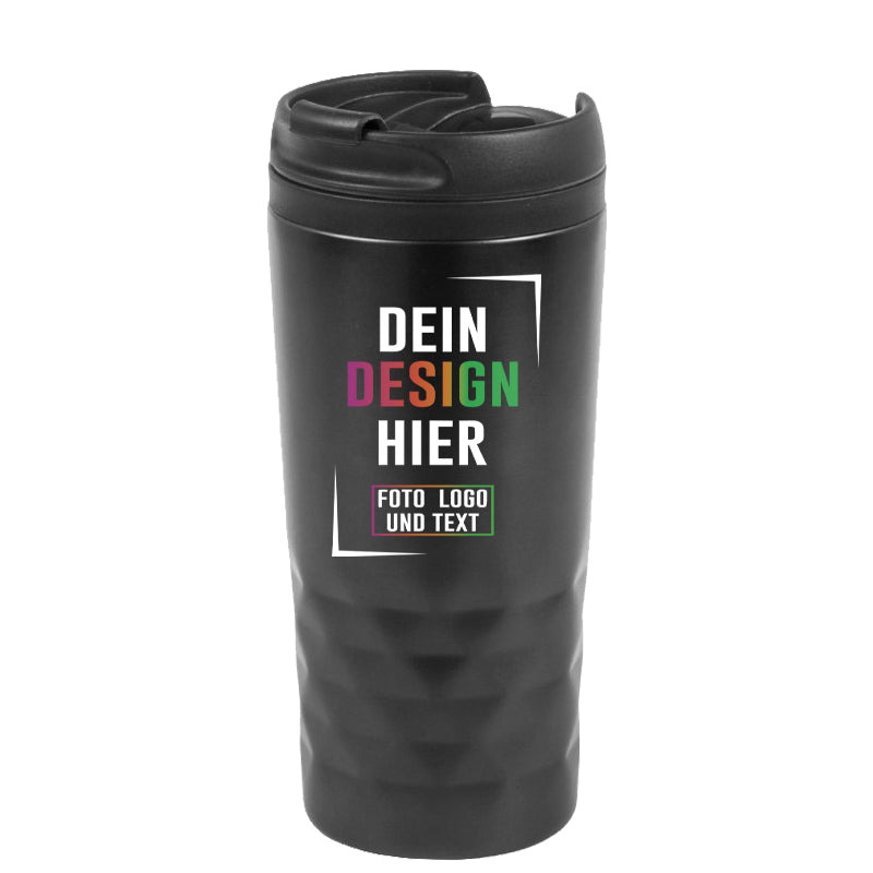 Trinkbecher Tritox in Schwarz mit eigenem Design und Foto