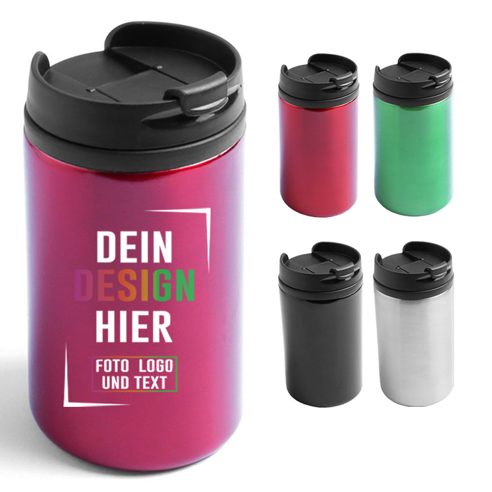 Roter Thermobecher handliche Form zum selbst gestalten