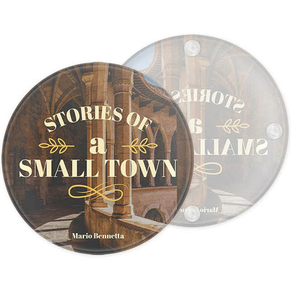 Vorne- und Hinten. Ansicht Glas-Untersetzer in rund zum Bedrucken