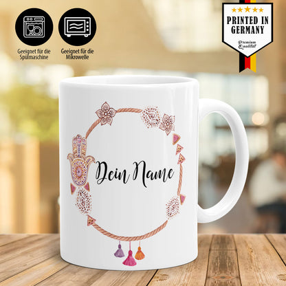 Keramiktasse Spiritueller Kranz mit Name geeignet für die Spülmaschine und Mikrowelle - Printed in Germany