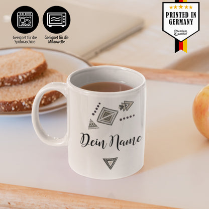 Tasse mit Name und Design Arrow Spülmaschinen Hinweis