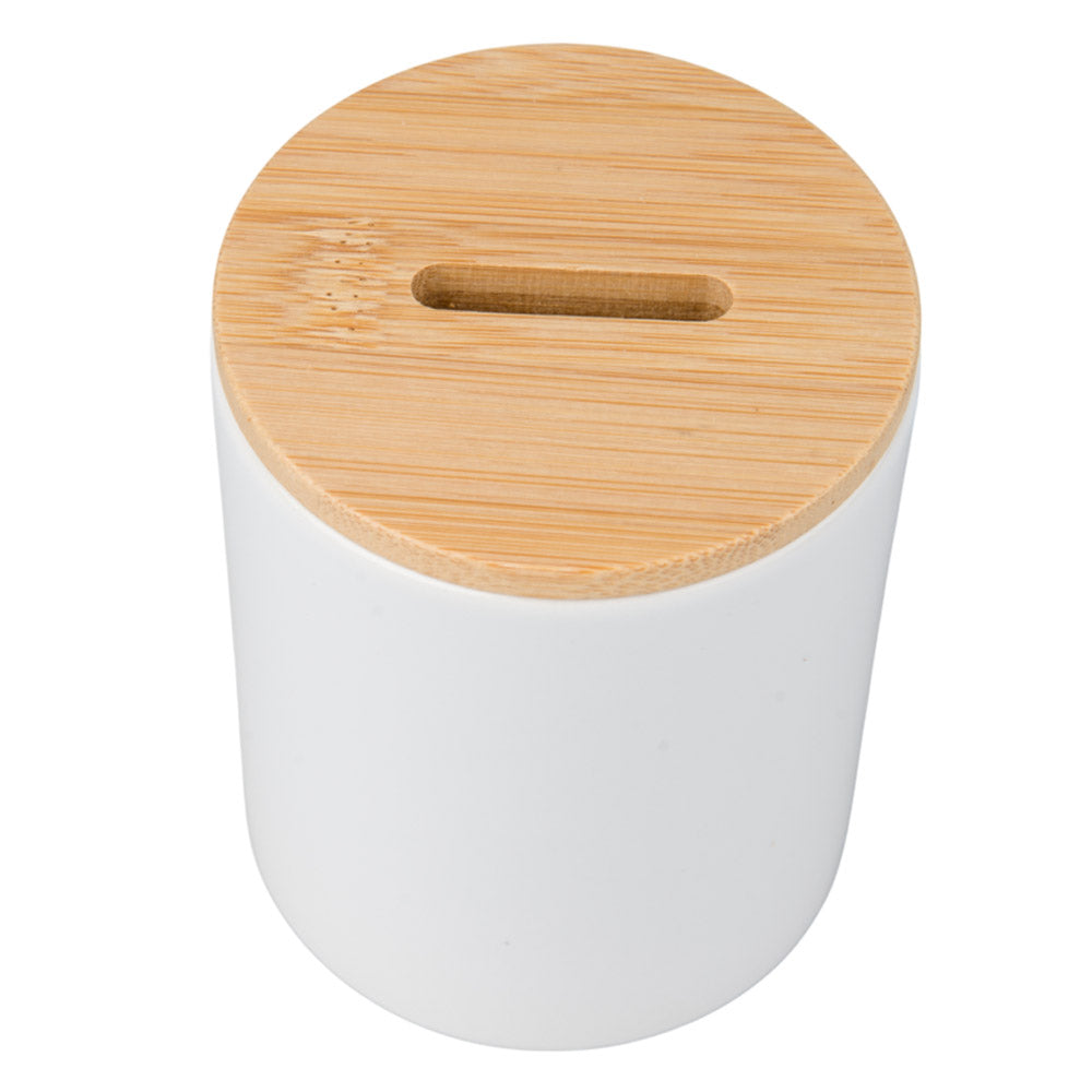 Ansicht von oben Spardose mit Bambusdeckel