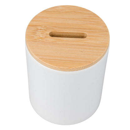 Ansicht von oben Spardose mit Bambusdeckel