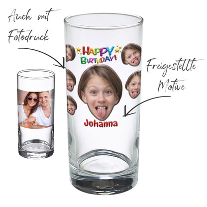 Beispiel Druck Trinkglas groß mit Foto bedruckt