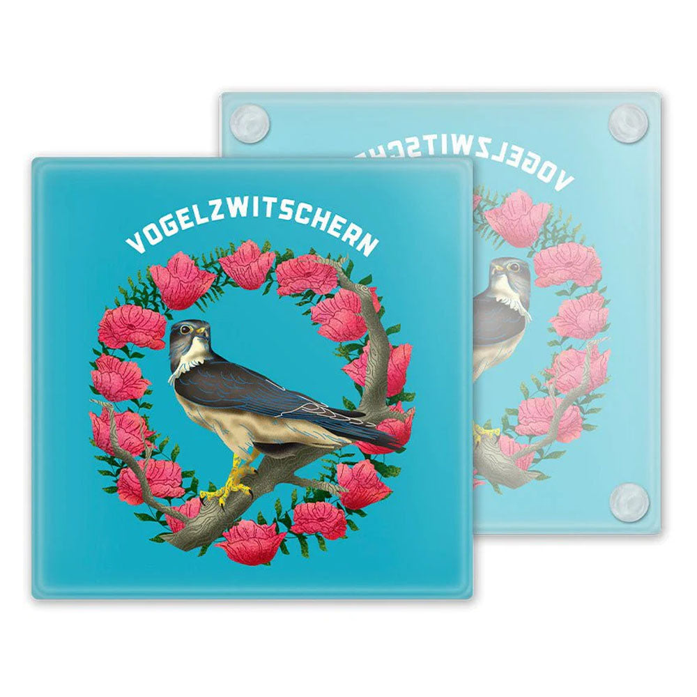 Vorder- und Rückseite Glasuntersetzer mit Druckbeispiel