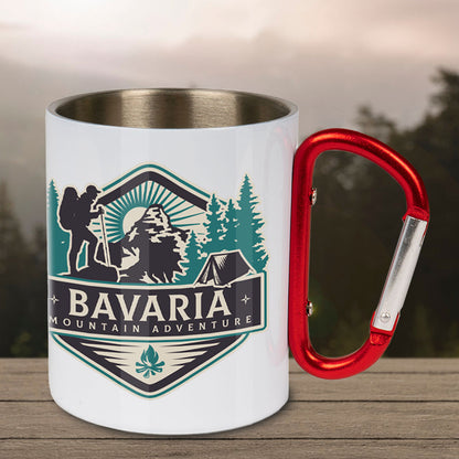 Druck Beispiel Karabiner Edelstahltasse mit eigenem Druck