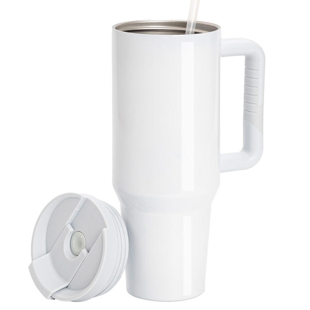 Weißer XXL Thermobecher zum Bedrucken mit Logo oder Foto