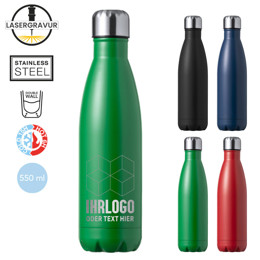 Trinkflasche 500ml mit Lasergravur in Grün