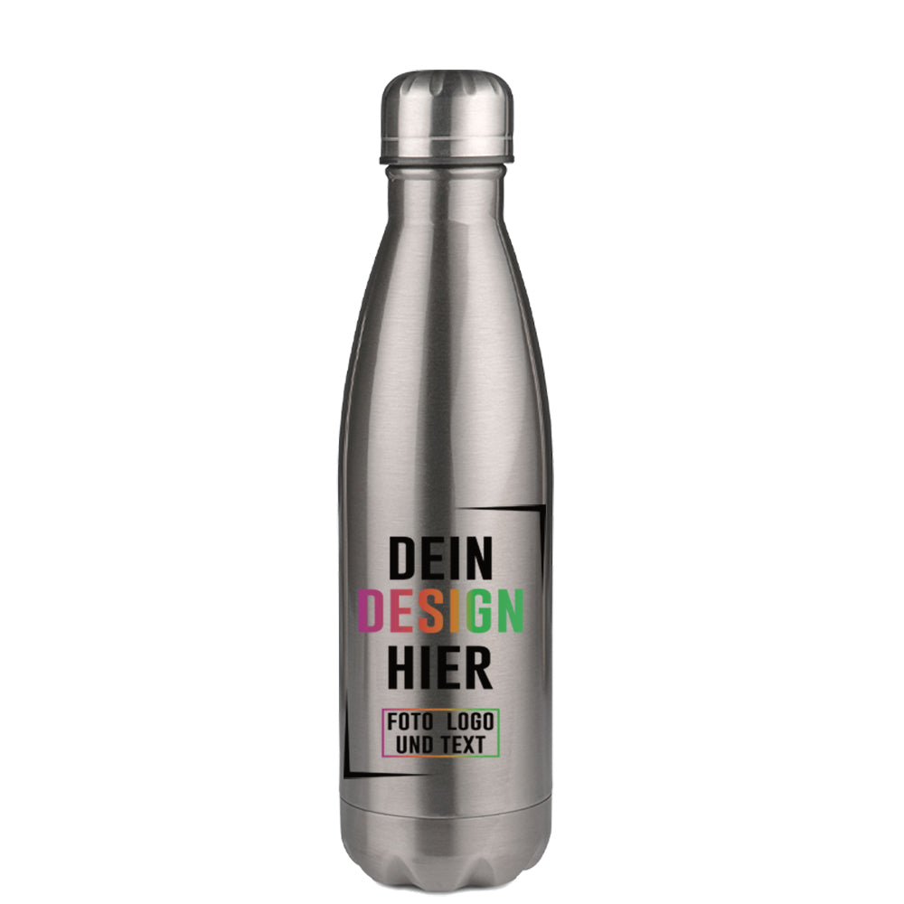 Edelstahl Trinkflasche Heliox 500 ml in Silber personalisieren