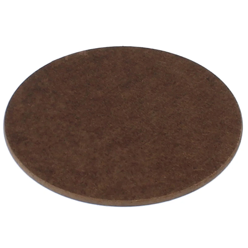 Die Rückseite vom Hartfaser Untersetzer in rund