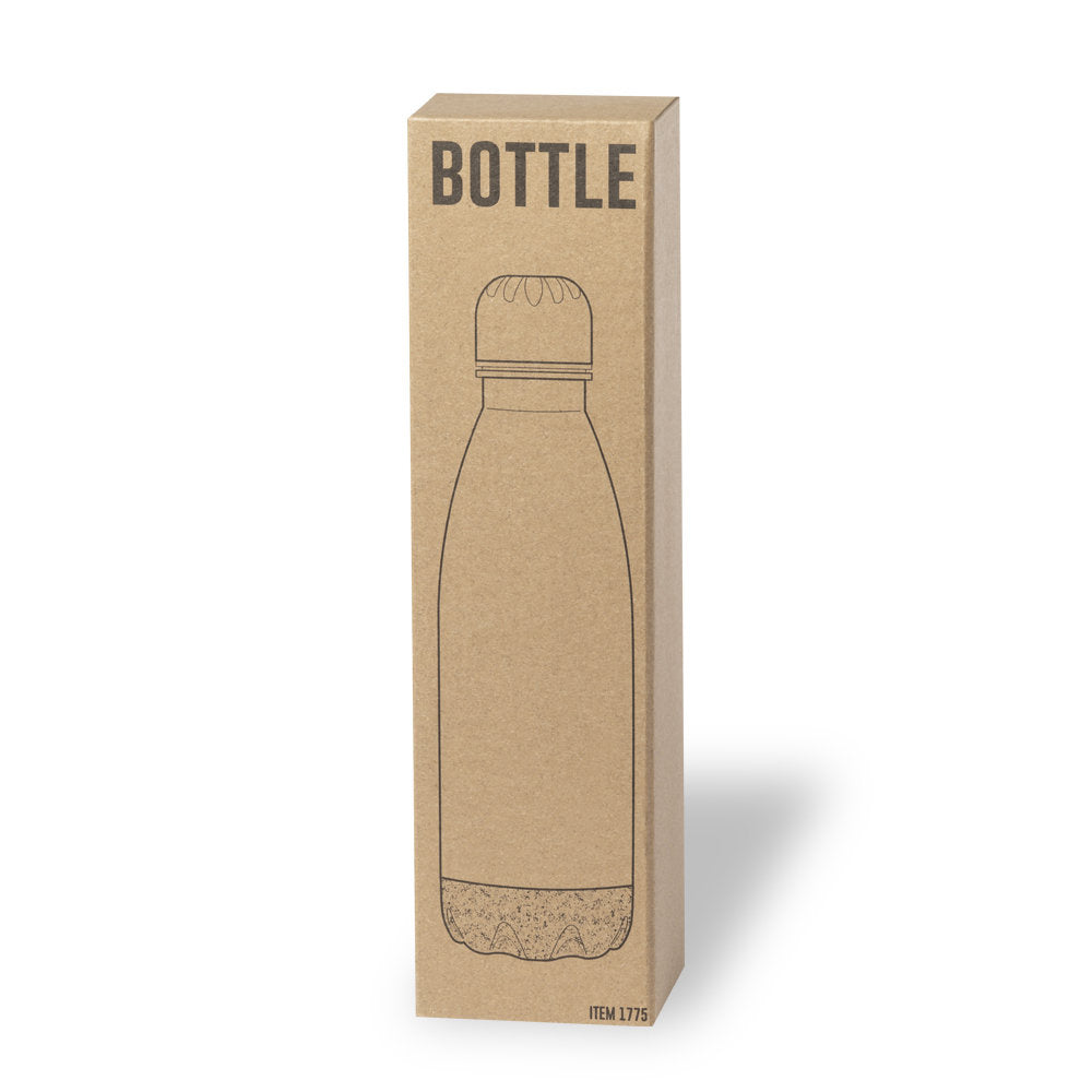 Die Verpackung der Trinkflasche mit Korkboden