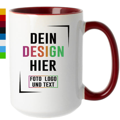 Jumbobecher bordeaux von Fototassen.de, individuell mit Foto, Logo und Text gestaltbar