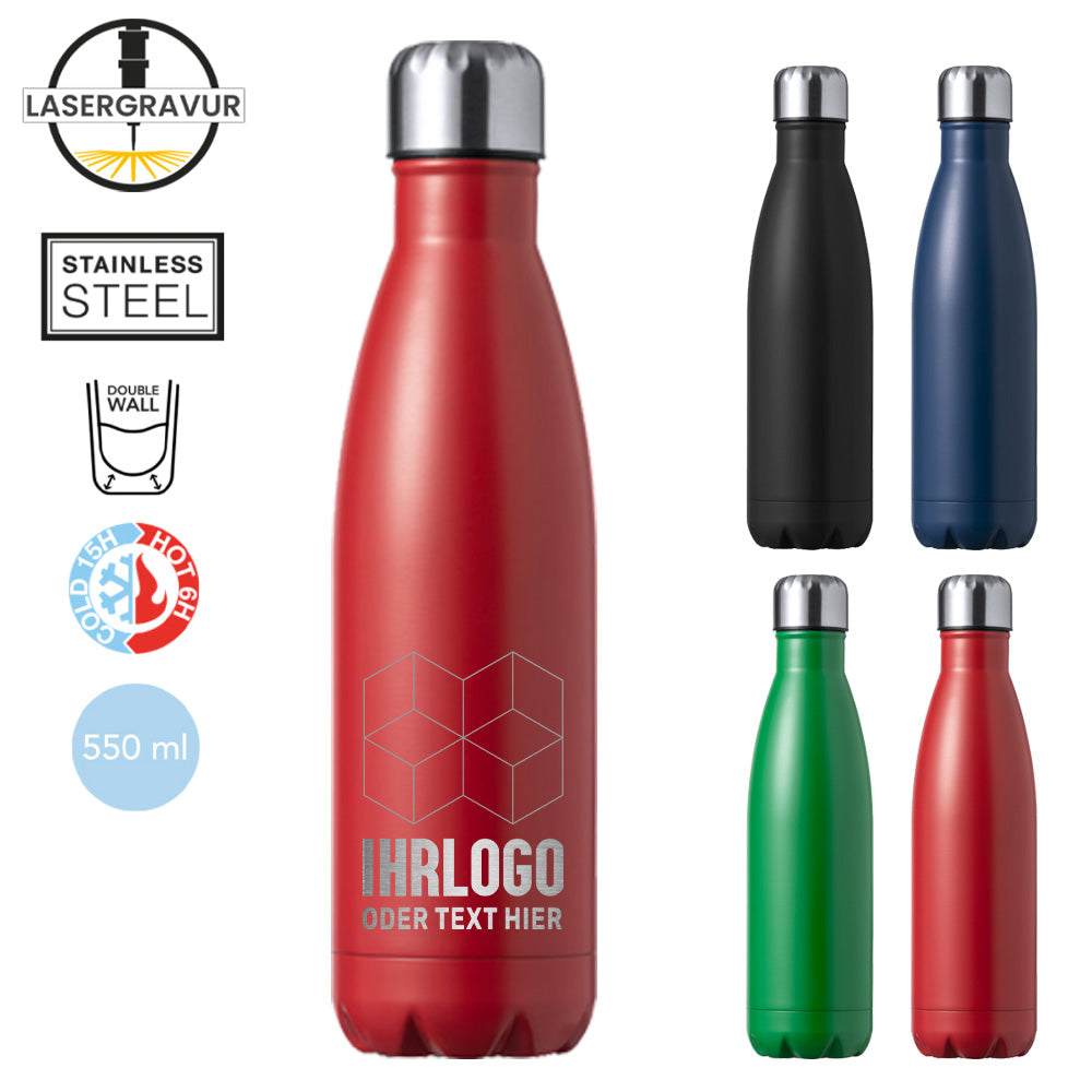 Trinkflasche 500ml mit Lasergravur in Rot