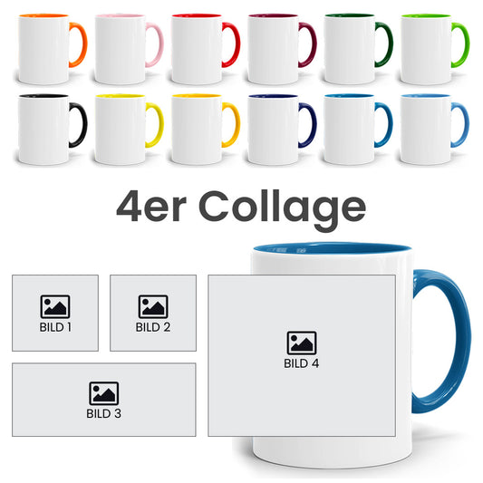 Tassen Collage für 4 Fotos. Einfach hochladen und fertig
