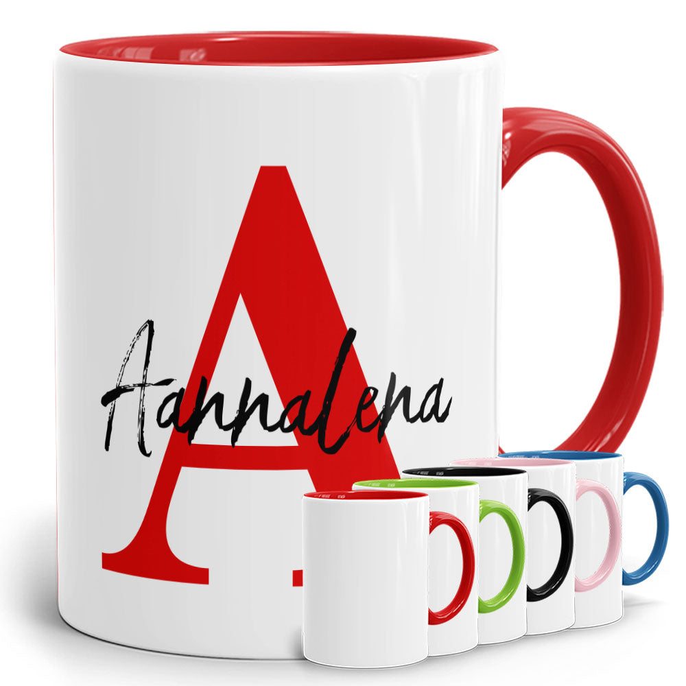 Initial Tasse Rot mit Anfangsbuchstabe und Name