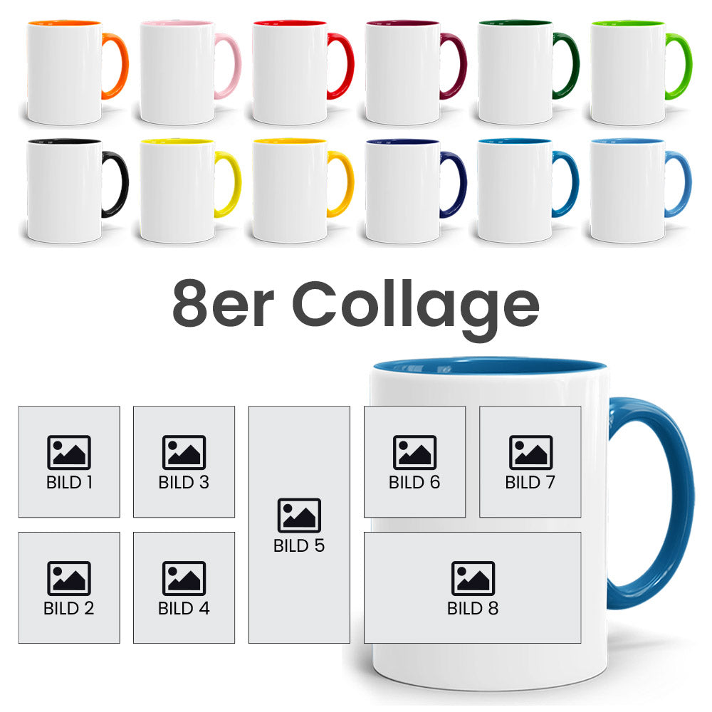 Tassen Collage für 8 verschiedene Fotos oder Bilder