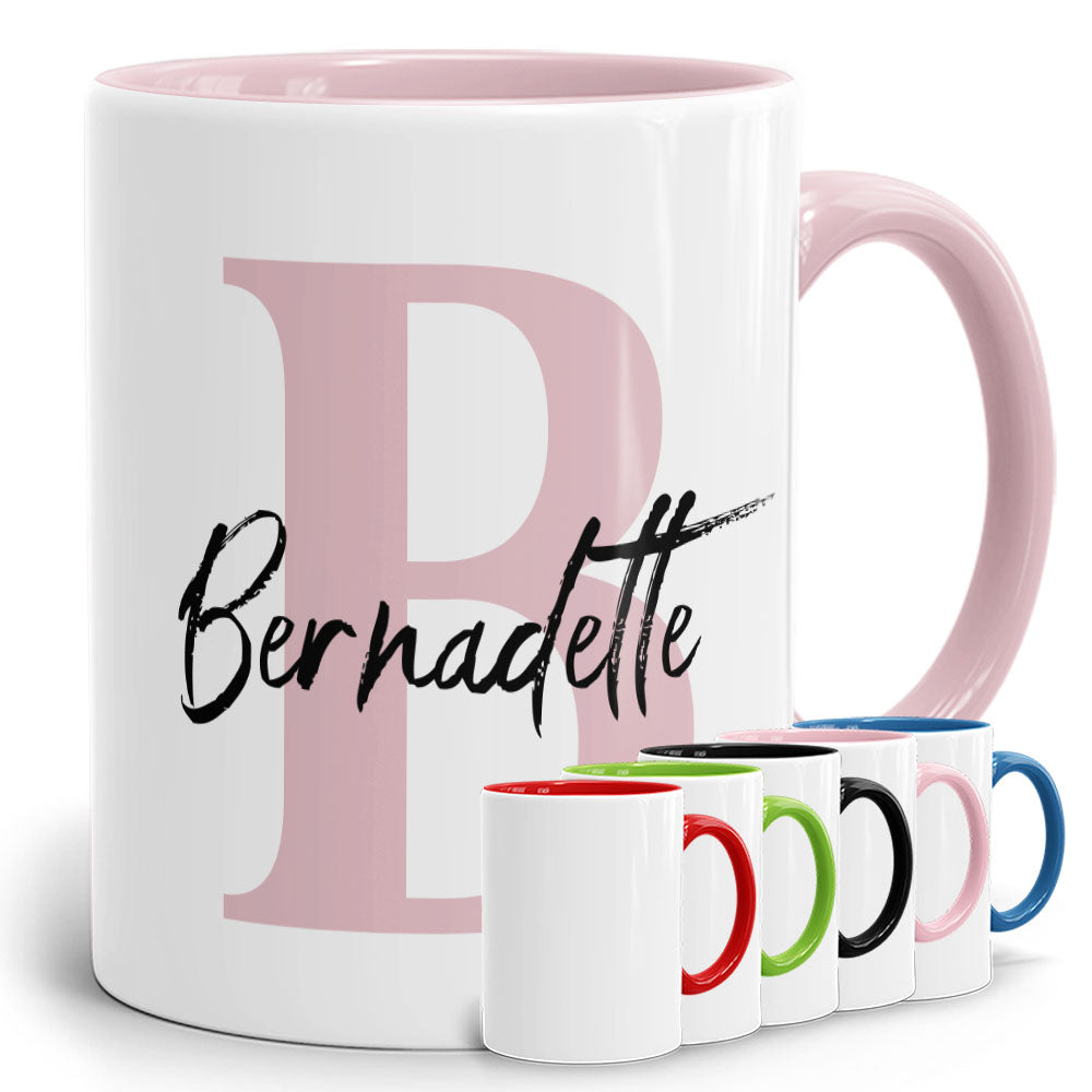 Initial Tasse Altrosa mit Anfangsbuchstabe und Name