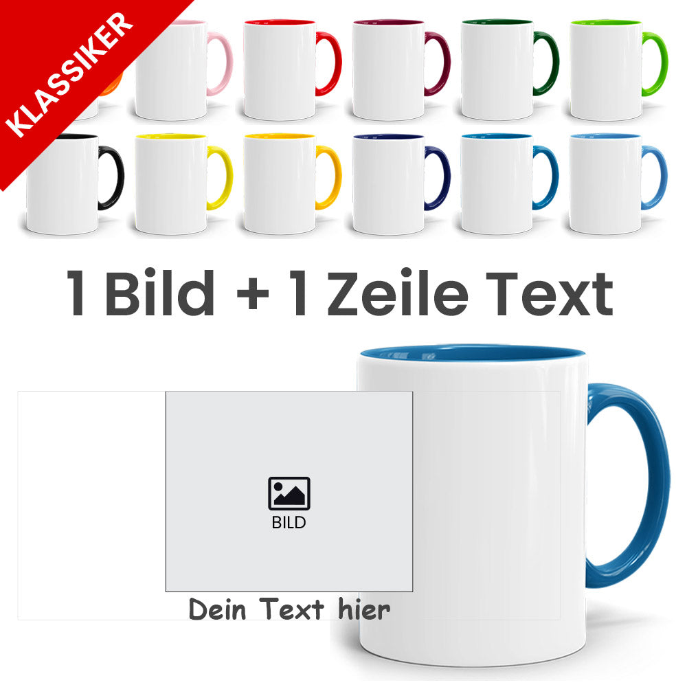 1er Tassen Collage nur Bild und 1 Zeile Text