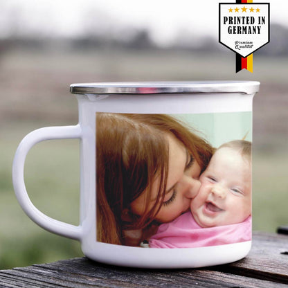 Emailletasse Beispiel Bild mit Foto bedruckt