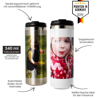 Spezifikation Übersicht SLIM Thermobecher in Silber und Weiß